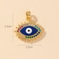 Golden Evil Eye pendant with colorful crystals and blue enamel, size 2.2x2.2 cm - Enamel Colorful Gemstone Evil Eye Style (X)