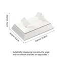Silver and white jewelry display stand for bracelets with adjustable U-shaped holders - Slanted Rectangular Bracelet Stand (White & Silver)