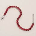 Silver-plated tennis bracelet with round red zircon stones and lobster clasp closure - Steel-Red / Bracelet