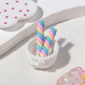 Rainbow swirl polymer clay candy rods in blue, pink, and yellow for DIY crafts - Blue Yellow Rose Red