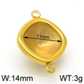 Base per pendente a rombo in acciaio inossidabile dorato con doppi passanti, 14 mm - Oro 14mm (KLJ4238-Z)