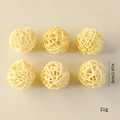 Set of 6 cream natural rattan balls for Christmas decor, 5cm diameter each - Rattan Balls 5cm 6Pcs Natural