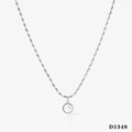 Collar de acero inoxidable plateado con colgante de perla redonda y cadena de eslabones - Plata (D1348)