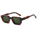Retro thick square sunglasses with tortoiseshell frames and dark green lenses - Leopard Frame Dark Green Lens
