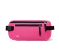 Slim rose red RFID blocking waist bag for travel documents with secure zippers - Pink