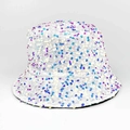 Iridescent sequin bucket hat in white, light blue and purple with a shimmering finish - AB White