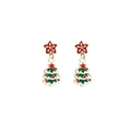 Orecchini ad albero di Natale con stella rossa e design bianco per uno stile festivo - E2329 Albero di Natale