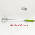 Detail of 14-inch stainless steel semi-automatic whisk with green handle and 90g weight - 14" / Green