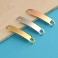 Polished titanium steel curved bar connectors in gold, silver, and rose gold finishes - Double Hole Curved Long Bar (MP732) / 45x10mm / Steel