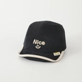 Detail of black 5-panel cotton baseball cap with Nice embroidery and smiley face icon - Nice Smiley / Black