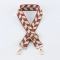 Adjustable brown and beige herringbone woven bag strap with golden metal clips - J44-A14-Brown Beige Herringbone