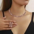 Parure élégante de collier et boucles d'oreilles avec strass roses pour les mariages - Style Rose (DTN14027238S-P)