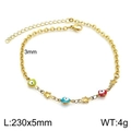 Golden 18K stainless steel anklet with colorful evil eye and star charms 230mm - Gold Colorful Eye with Stars Style (KJ1916-Z)
