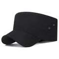 Classic black cotton canvas cadet cap with side eyelets and adjustable strap - Adjustable / Black