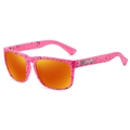 Pink splatter sports sunglasses with orange mirrored lenses and UV400 protection - H10/Pink Frame Blue Dots/Orange Yellow Lens