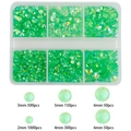 Green jelly color flatback resin rhinestones kit in six sizes for nail art and DIY - Light Green