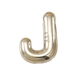 Pendentif lettre J en acier inoxydable doré, style ballon 3D gonflé et poli - Lettre J