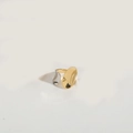 U-shaped two-tone open ring featuring polished gold and silver plated finish - Curved Style (JZ0534)