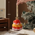 Plush Christmas tree ornament with colorful pompoms and gold star, 28cm festive hanging decoration - Cranberry Orange