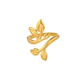 Adjustable 18k gold plated punk woven ring with leaf branch pattern for men and women - Adjustable Open / Gold-Natural Leaf Branch (JZ8736)