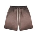 Vintage brown washed cotton shorts with drawstring waist and heavy knit texture - S / Shorts - Washed Coffee