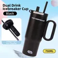 Black 750ML stainless steel insulated cup with tea infuser and dual drinking lids - Black 750ml