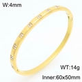 Brazalete fino de acero de titanio chapado en oro con elegantes detalles de strass. - Estilo Pavé Cuadrado (KB211005-KSZ) / Dorado