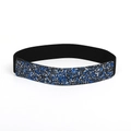 Close-up of sparkling blue and silver sequins on a flexible black elastic belt strap - Model 5 / Wide (Blue Silver Black Mixed Sequins)