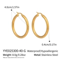 Dettaglio orecchini a cerchio in acciaio dorato 4,0cm con specifiche dimensioni - Stile Oro da 4.0 cm (YYE025300-40-G)