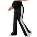 Pantaloni premaman neri a zampa con strisce laterali bianche e vita alta di supporto per gestanti - M / Nero + Bianco