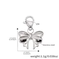 Ciondolo a farfalla in acciaio inossidabile lucido con chiusura a moschettone per DIY - Ciondolo a Fiocco Color Acciaio (Ciondolo Solo (Senza Catena)) / 1.2x1.4cm / Colore acciaio