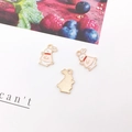 Pink and white enamel rabbit alloy charms for DIY jewelry making and earring pendants - Pink Rabbit (9x13.7mm)