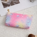 Pink and purple gradient quilted cosmetic bag with jellyfish and fish patterns - Pink Yellow Jellyfish / Small (18.5x12cm)