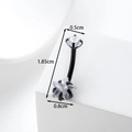 Black 316L stainless steel belly button ring featuring round and star cubic zirconia - Black Five-pointed Star