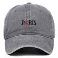 Gewassen donkergrijze baseballpet met Paris-borduurwerk en rode Eiffeltoren-icoon - Verstelbaar / Grijs