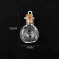 Mini round DIY glass wish bottle with cork and metal loop, size 26x19mm for pendants - Transparent Concave Liquor Bottle + Eye Pin Cork