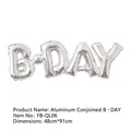 Silver 48x91cm B-DAY cursive script foil balloon for birthday party decorations - Cursive Silver B-DAY Balloon