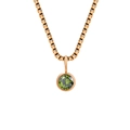 Rose gold necklace featuring a round faceted emerald green gemstone pendant - August Light Green - Rose Gold