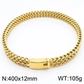 Collana a catena dorata larga 12mm, lunga 400mm con chiusura a scatola lucida - 12mm di Larghezza - Oro (KN286236-KJX)