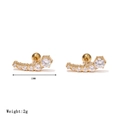 Elegante gouden gebogen oorknopjes met zirkonia en 12 mm bolvormige schroefsluiting - Stijl L Goud