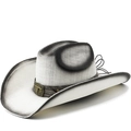 Sombrero vaquero de paja degradado blanco negro con hebilla de toro y cordón ajustable - M (56-58cm) / Pintado Blanco Negro