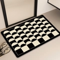 Modern rectangular bathroom mat with black and white geometric semi-circle pattern - Qsjh-f / 30*40cm [Upgraded Thickened Diatom Mud]