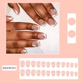 3D butterfly French press-on nails with white tips and rhinestones in medium square shape - BKSW081 3D Butterfly French Style