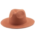 Elegante cappello di paglia a tesa larga rosso ruggine, perfetto per il mare e il sole - Rosso Mattone