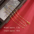 Delicate gold-plated 45cm O-chain necklace with polished round disc charms and S-hook - Sand Gold Minimalist Chain (X3004)