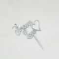 Topper per torta Forever Love in acrilico argentato con cuore e dimensioni - Argento