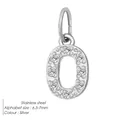Sparkling silver stainless steel letter O pendant with white zircon stones - Number 0(ZP39295) / Steel