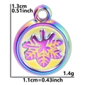 Rainbow stainless steel snowflake round pendant charm with 1.3cm height for DIY jewelry - Snowflake - Rainbow