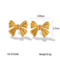 Detalle de dimensiones y peso de los pendientes de lazo dorado con brillantes strass - Estilo Lazo Dorado (HC-E10268)