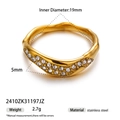 Gold plated irregular wave stainless steel ring with zircon stones for women - Irregular Wave Style (2410ZK31197JZ)